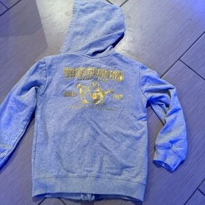 True Religion Kids Gray Hoodie with Gold Graphic